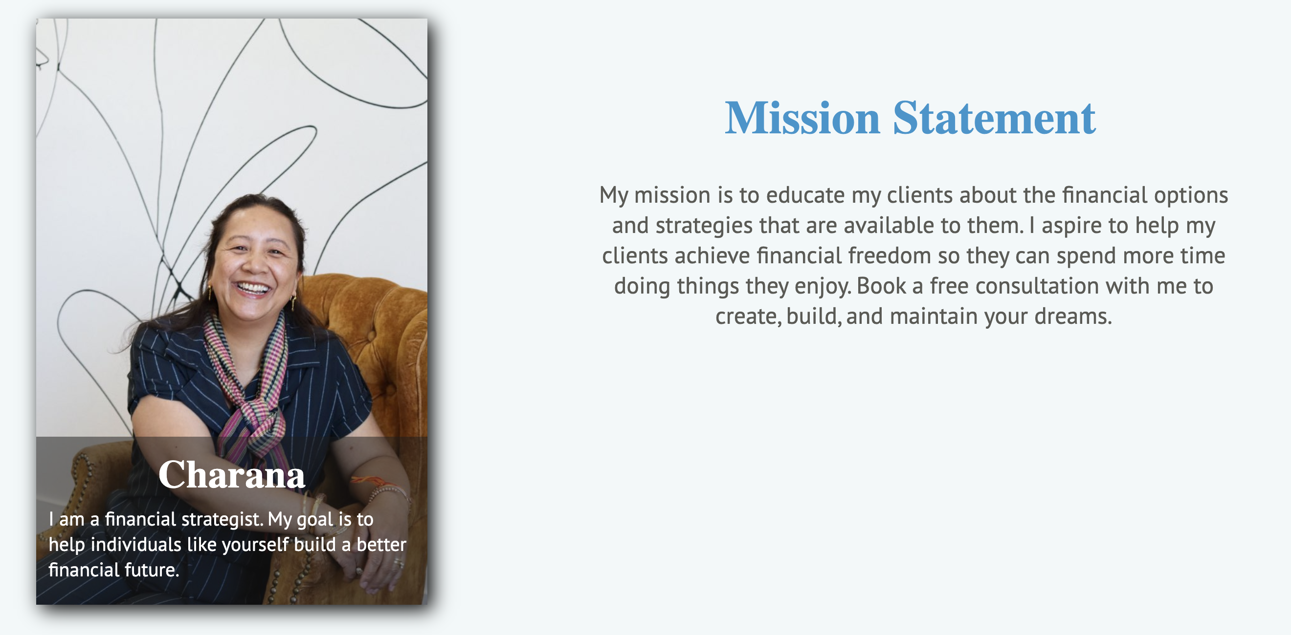 Finance website screenshot